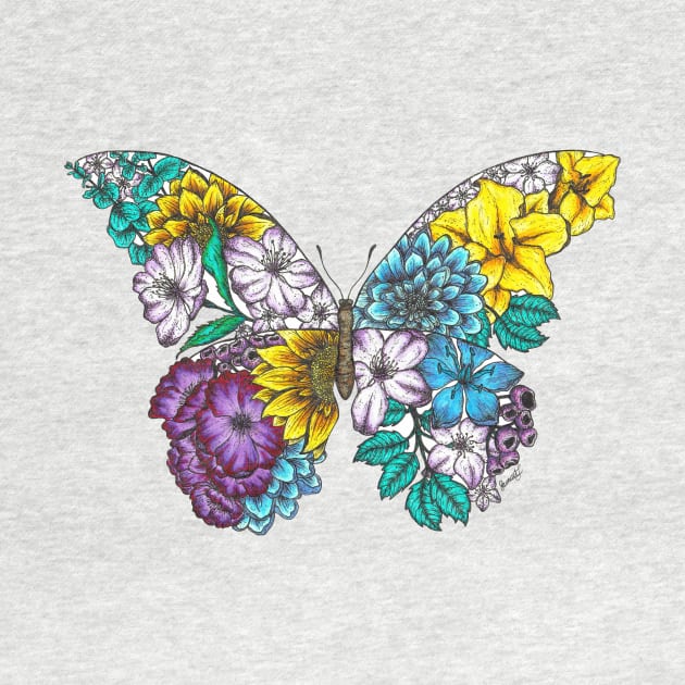 Floral Butterfly Color White Background by SamuelJ